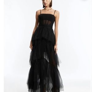 BCBG Corset Black Tulle Gown
